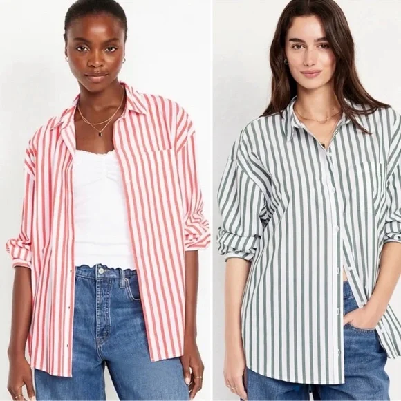 Old Navy Striped "The Boyfriend" Shirt - Picture 11 of 12